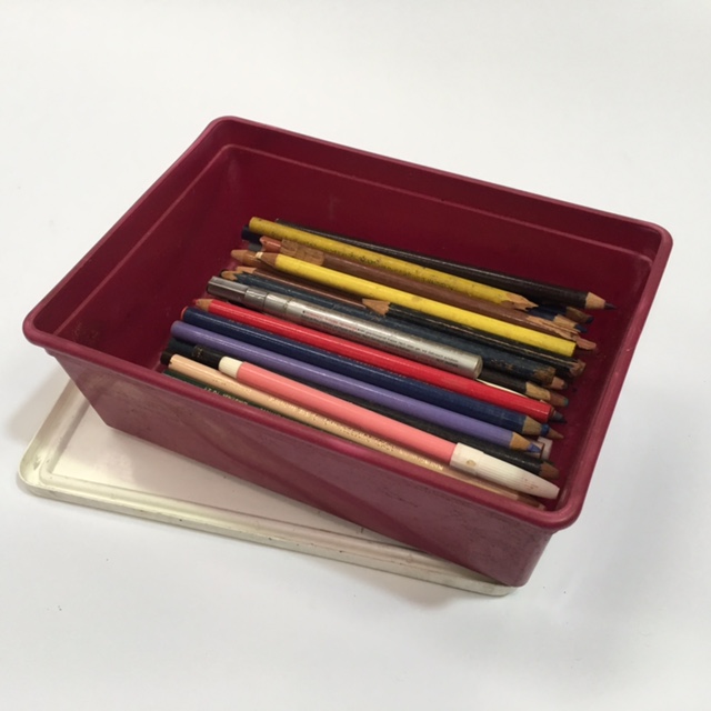 PENCIL BOX, Burgundy Ice Cream Tub W Lid